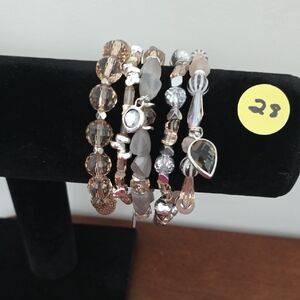 Erimish Silver and Gold Beaded Bracelet Set (Extended) NWOT